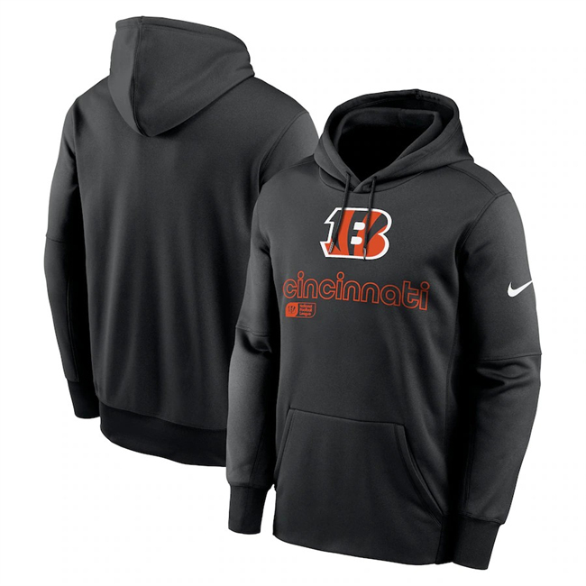 Men's Black Cincinnati Bengals Performance Pullover Hoodie
